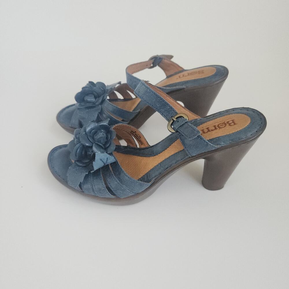 🔥 SOLD 🔥 Born Flower Leather Sandals Blue - Picture 3 of 10